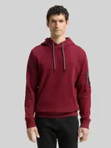 TOM TAILOR Herren Hoodie Sweatshirt mit Taschen, rot, Uni – Bild 4