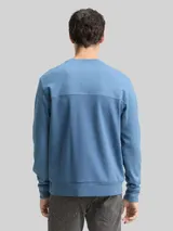 TOM TAILOR Herren Crewneck Sweatshirt mit Struktur-Mix, blau, Meliert – Bild 5