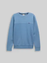 TOM TAILOR Herren Crewneck Sweatshirt mit Struktur-Mix, blau, Meliert – Bild 3