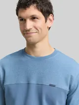 TOM TAILOR Herren Crewneck Sweatshirt mit Struktur-Mix, blau, Meliert – Bild 6