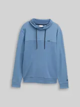 TOM TAILOR Herren Snood Sweatshirt mit Struktur-Mix, blau, Meliert – Bild 3