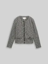 TOM TAILOR Damen Regular Fit Bouclé Jacke, schwarz, Meliert – Bild 3