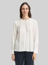 TOM TAILOR Damen Crinkle Bluse mit Raffungen, weiß, Uni – Bild 4