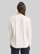 TOM TAILOR Damen Crinkle Bluse mit Raffungen, weiß, Uni – Bild 5