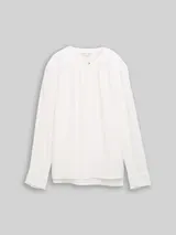 TOM TAILOR Damen Crinkle Bluse mit Raffungen, weiß, Uni – Bild 3