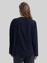 TOM TAILOR Damen Crinkle Bluse mit Raffungen, blau, Uni – Bild 5