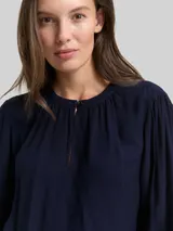 TOM TAILOR Damen Crinkle Bluse mit Raffungen, blau, Uni – Bild 6