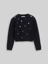 TOM TAILOR Mädchen Cropped Strickpullover mit Stickerei, blau, Uni – Bild 3