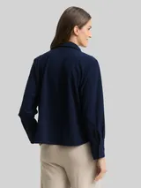 TOM TAILOR Damen Loose Fit Cordbluse, blau, Uni – Bild 5