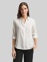 TOM TAILOR Damen Bluse mit Streifen in Glitzer-Optik, weiß, Gestreift – Bild 4