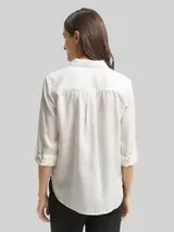 TOM TAILOR Damen Bluse mit Streifen in Glitzer-Optik, weiß, Gestreift – Bild 5