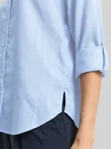 TOM TAILOR Damen Bluse mit Streifen in Glitzer-Optik, blau, Gestreift – Bild 6