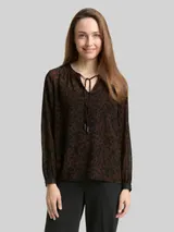 TOM TAILOR Damen Chiffon Bluse mit Leo-Print, braun, Animalprint – Bild 4