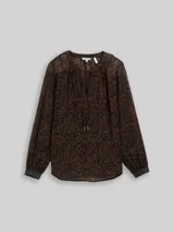 TOM TAILOR Damen Chiffon Bluse mit Leo-Print, braun, Animalprint – Bild 3