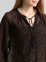 TOM TAILOR Damen Chiffon Bluse mit Leo-Print, braun, Animalprint – Bild 6