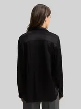 TOM TAILOR Damen Crinkle Satinbluse, schwarz, Uni – Bild 5