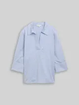 TOM TAILOR Damen Loose Fit Bluse mit Stickerei, blau, Gepunktet – Bild 3