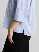 TOM TAILOR Damen Loose Fit Bluse mit Stickerei, blau, Gepunktet – Bild 6