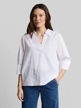 TOM TAILOR Damen Loose Fit Bluse mit Stickerei, weiß, Gepunktet – Bild 4