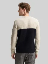 TOM TAILOR Herren Strickpullover mit Strukturmix, weiß, Colour Blocking – Bild 5