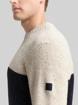 TOM TAILOR Herren Strickpullover mit Strukturmix, weiß, Colour Blocking – Bild 6