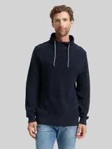 TOM TAILOR Herren Snood Strickpullover in Melange-Optik, blau, Meliert – Bild 4