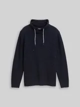 TOM TAILOR Herren Snood Strickpullover in Melange-Optik, blau, Meliert – Bild 3