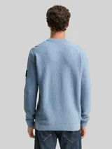 TOM TAILOR Herren Strickpullover mit Rundhalsausschnitt, blau, Uni – Bild 5