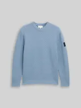 TOM TAILOR Herren Strickpullover mit Rundhalsausschnitt, blau, Uni – Bild 3