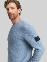 TOM TAILOR Herren Strickpullover mit Rundhalsausschnitt, blau, Uni – Bild 6