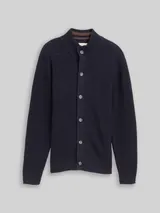 TOM TAILOR Herren Strickjacke mit Knopfleiste, blau, Uni – Bild 3