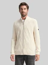 TOM TAILOR Herren Strickjacke mit Zopfmuster, braun, Uni – Bild 4