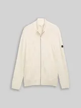 TOM TAILOR Herren Strickjacke mit Zopfmuster, braun, Uni – Bild 3