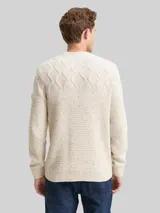 TOM TAILOR Herren Strickpullover mit Strukturmix, weiß, Meliert – Bild 5