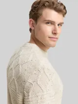 TOM TAILOR Herren Strickpullover mit Strukturmix, weiß, Meliert – Bild 6