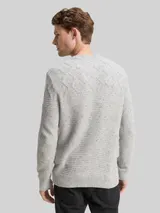 TOM TAILOR Herren Strickpullover mit Strukturmix, grau, Meliert – Bild 5