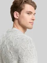 TOM TAILOR Herren Strickpullover mit Strukturmix, grau, Meliert – Bild 6