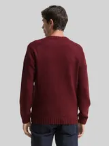 TOM TAILOR Herren Strickpullover mit Ripp-Details, rot, Meliert – Bild 5