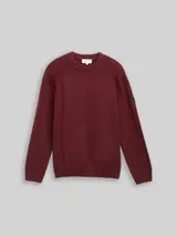 TOM TAILOR Herren Strickpullover mit Ripp-Details, rot, Meliert – Bild 3