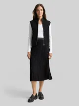 TOM TAILOR Damen Plissee Midi-Rock mit Glitzer-Detail, schwarz, Uni – Bild 4