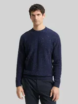TOM TAILOR Herren Strickpullover mit Rundhalsausschnitt, blau, Meliert – Bild 4