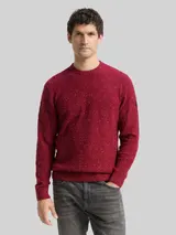 TOM TAILOR Herren Strickpullover mit Rundhalsausschnitt, rot, Meliert – Bild 4