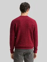 TOM TAILOR Herren Strickpullover mit Rundhalsausschnitt, rot, Meliert – Bild 5