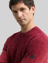 TOM TAILOR Herren Strickpullover mit Rundhalsausschnitt, rot, Meliert – Bild 6