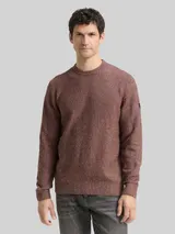 TOM TAILOR Herren Strickpullover mit Rundhalsausschnitt, braun, Meliert – Bild 4
