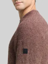 TOM TAILOR Herren Strickpullover mit Rundhalsausschnitt, braun, Meliert – Bild 6