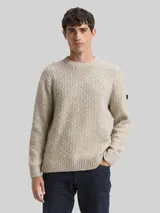 TOM TAILOR Herren Strickpullover in Melange-Optik, weiß, Meliert – Bild 4