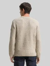 TOM TAILOR Herren Strickpullover in Melange-Optik, weiß, Meliert – Bild 5