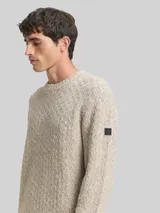 TOM TAILOR Herren Strickpullover in Melange-Optik, weiß, Meliert – Bild 6
