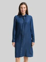 TOM TAILOR Damen Jeanskleid mit Schleifen-Detail, blau, Uni – Bild 4